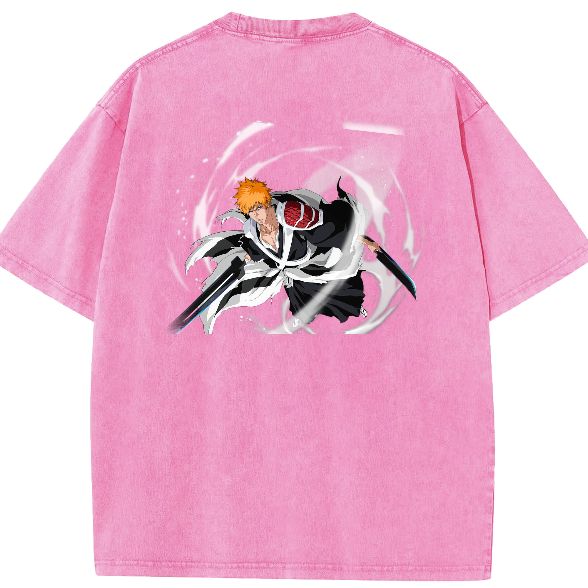 （画像用） ブリーチ 黒崎一護（くろさき いちご）BLEACH Kurosaki Ichigo 綿100% ヴィンテージ風 半袖Tシャツ（背面プリント）